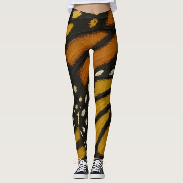 Mariposa Orange & Gult Monarch Butterfly Vinge Leggings (Framsida)