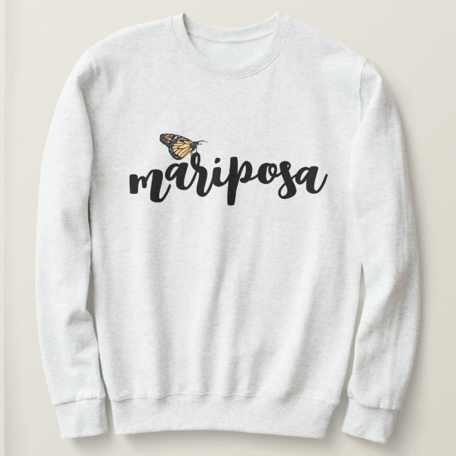 Mariposa Script Monarch Butterfly Sweatshirt T Shirt (Design framsida)