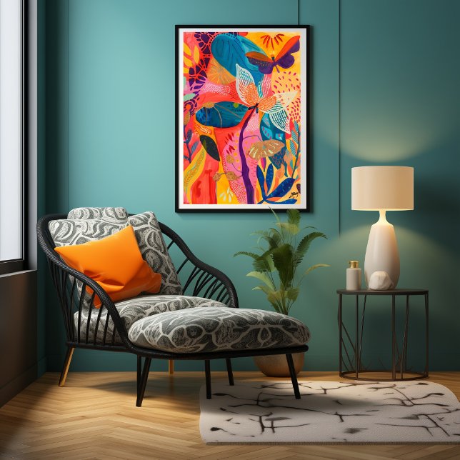 Mariposas y Flores: Arte Favista Colores Vibrantes Canvastryck (Skapare uppladdad)
