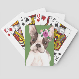 Marisol franska bulldoggen spelar kort casinokort