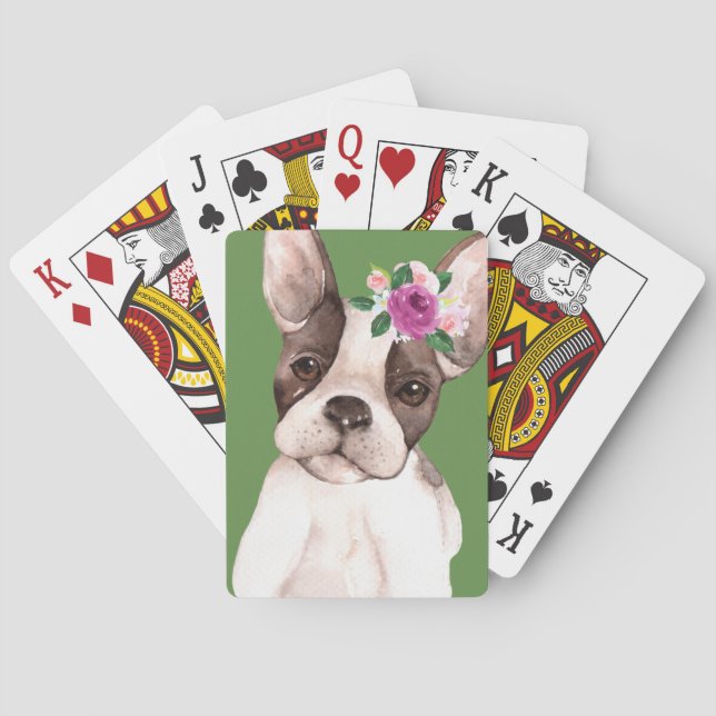 Marisol franska bulldoggen spelar kort casinokort (Baksidan)
