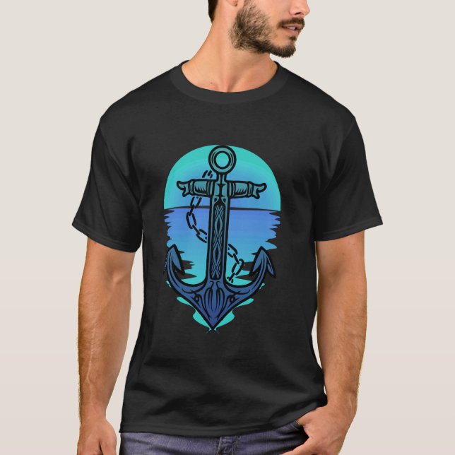 Maritim Ankarbåt Sjöväsende Segelfartyg T Shirt (Framsida)