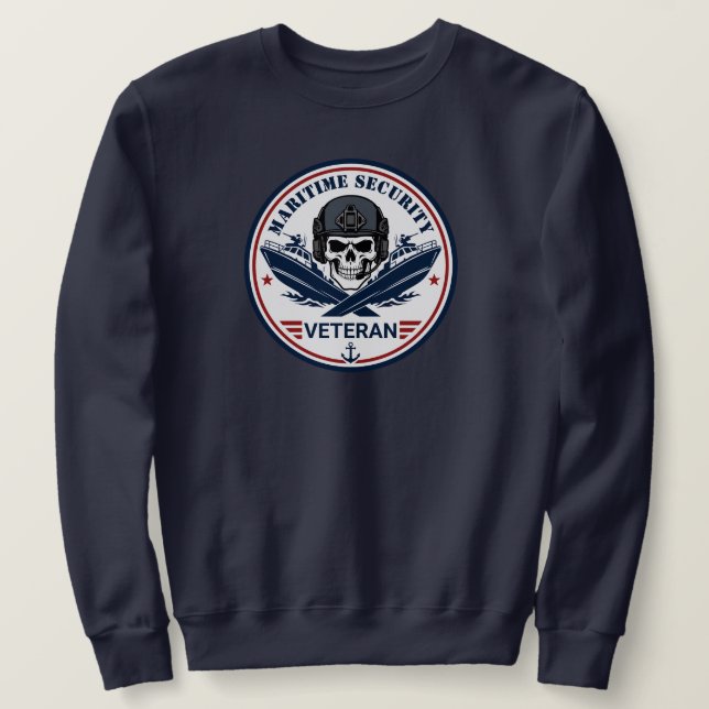 Maritim säkerhetsveteran taktisk emblem lång ärmad tröja (Design framsida)