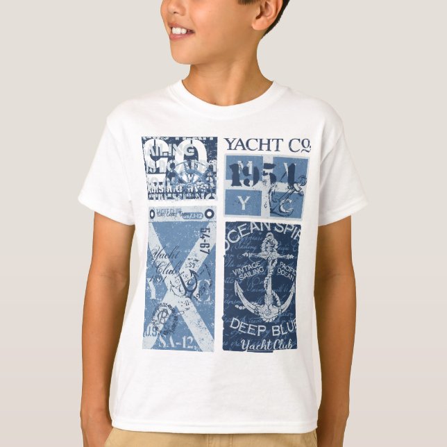 Maritime Anchor - Yacht Klubb Nautical Sailing T Shirt (Framsida)