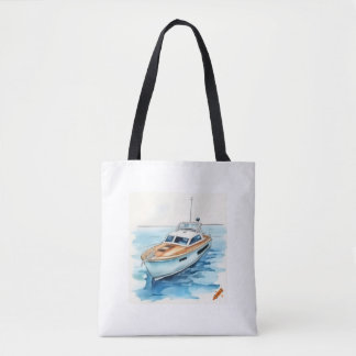 "Maritime Äventyr Tote Bag: Tecknad Stil med Yac Tygkasse