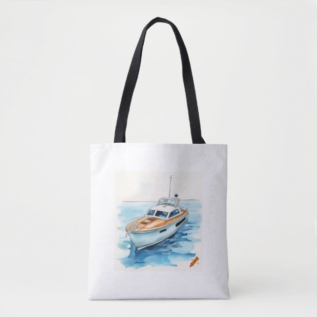 "Maritime Äventyr Tote Bag: Tecknad Stil med Yac Tygkasse (Framsida)