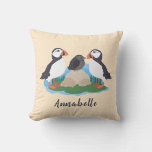 Maritime Cute Puffin Nursery Nursery Namn Kudde
