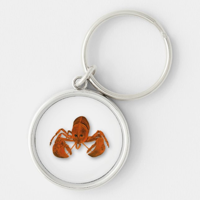 Maritime Lobster Rund Silverfärgad Nyckelring (Framsidan)