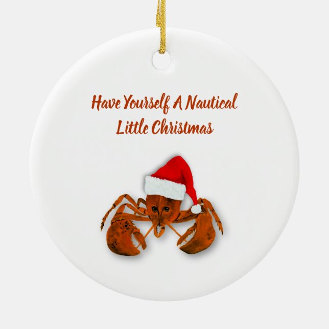 Maritime Santa Hummer Julgransprydnad Keramik (Baksidan)
