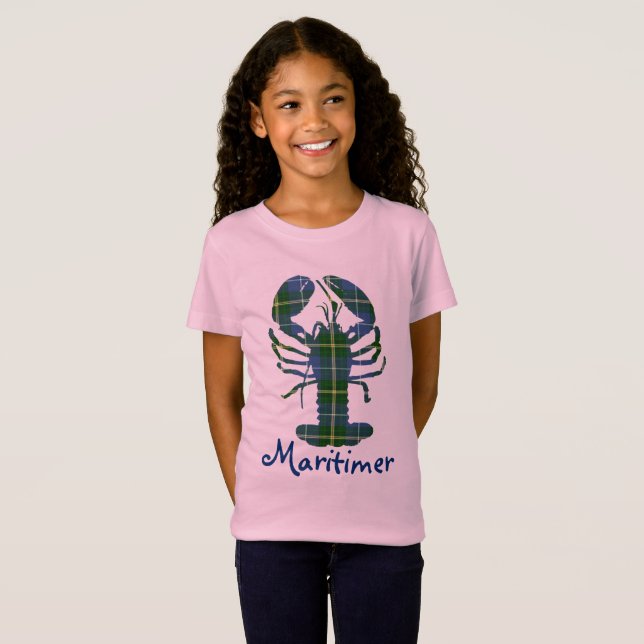 Maritimer Nova scotia tartan shirt lobster T Shirt (Hel framsida)