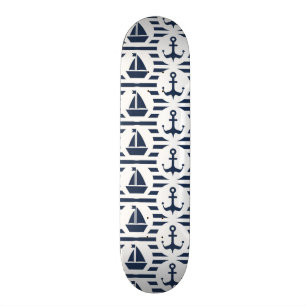 Maritimt i blåttmönster skateboard bräda 21,5 cm