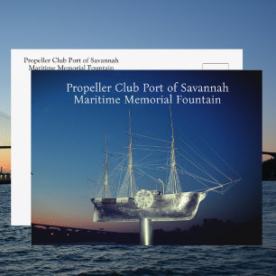 Maritimt minnesmärke Savannah GA Fotografisk Vykort