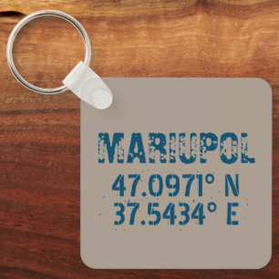 Mariupol Ukraina Latitude & Longitud Distress Nyckelring