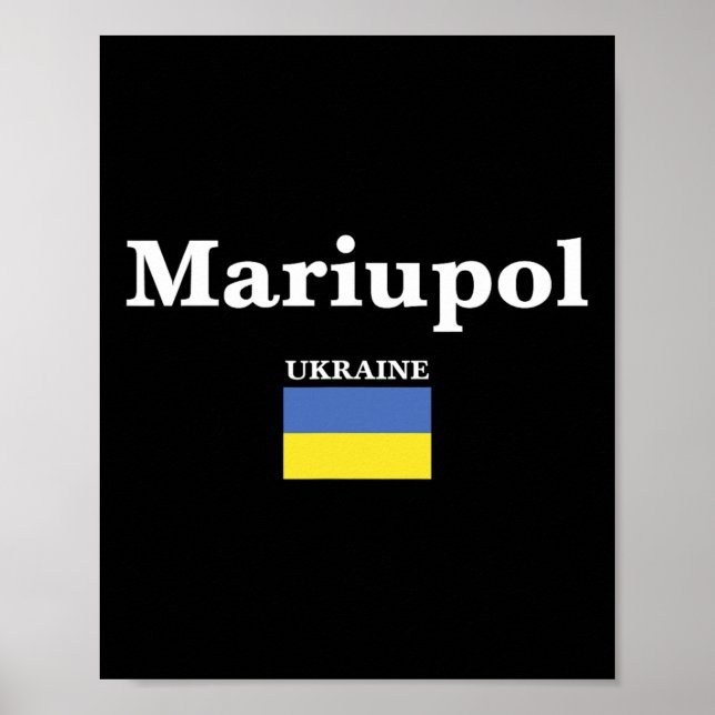 Mariupol Ukraina Och Ukrainas Flagga Poster (Framsidan)