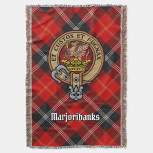 Marjoribanks klanvapen över tartan filt