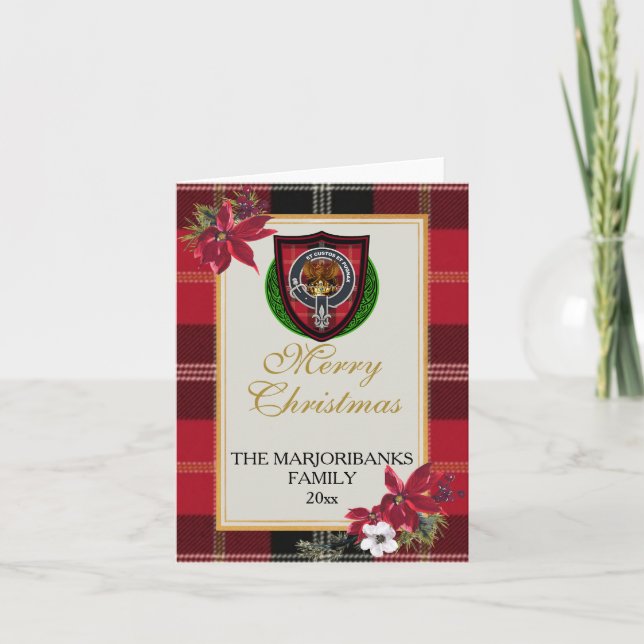 Marjoribanks Scottish Clan Tartan & Crest Kort (Framsida)