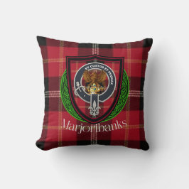Marjoribanks Scottish Klan Tartan & Vapensköld Kudde