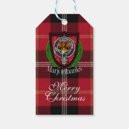 Marjoribanks skotska klan tartan och vapensköld presentetikett