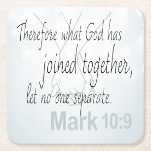 Mark 10:9 Giftermål Bible Verse Underlägg Papper Kvadrat