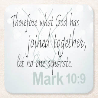 Mark 10:9 Giftermål Bible Verse Underlägg Papper Kvadrat