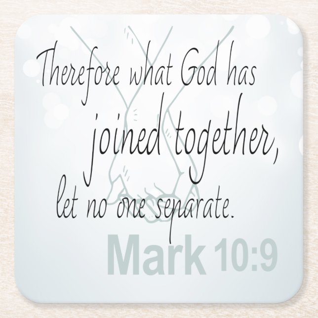 Mark 10:9 Giftermål Bible Verse Underlägg Papper Kvadrat (Framsidan)