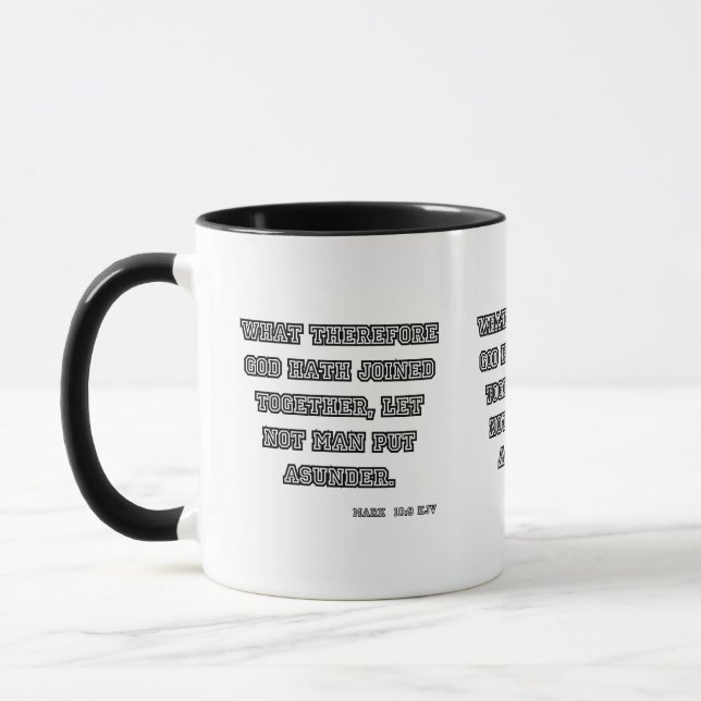 Mark 10:9 KJV Bible Scripture Two-Tone Mugg (Vänster)