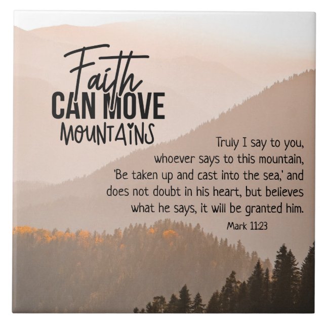 Mark 11:23 Faith kan flytta bergsbibel Kakelplatta (Framsidan)