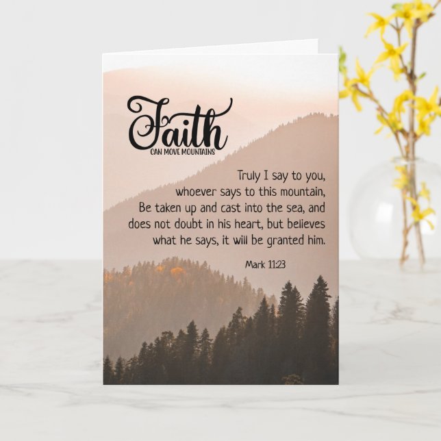 Mark 11:23 Faith kan flytta bergsbibel Kort (Gul blomma)