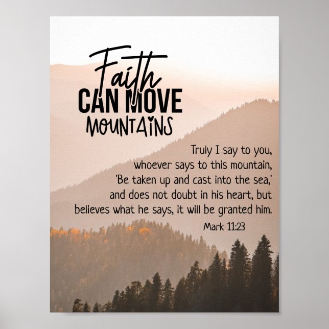 Mark 11:23 Faith kan flytta bergsbibel Poster (Framsidan)