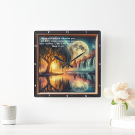 Mark 11:24 Andlig Clock: Personal Belief Displa Fyrkantig Klocka