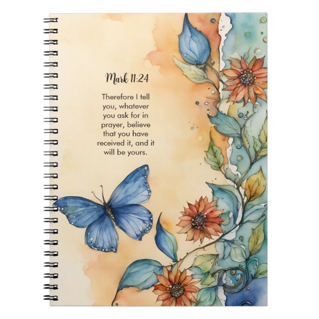 Mark 11:24, Christian Bible Verse Design Anteckningsbok (Framsidan)