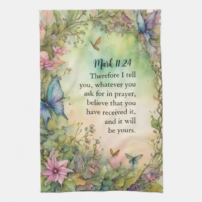 Mark 11:24 Christian Watercolor Image Kökshandduk (Vertikal)