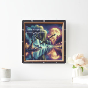 Mark 11:24, "Divine Clock": Anpassningsbar Inspira Fyrkantig Klocka