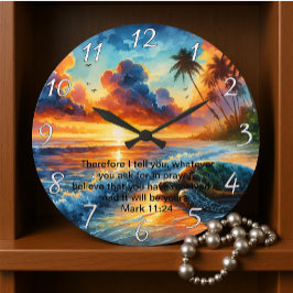 Mark 11:24 Faithful Sunset Kor Reflection Stor Klocka