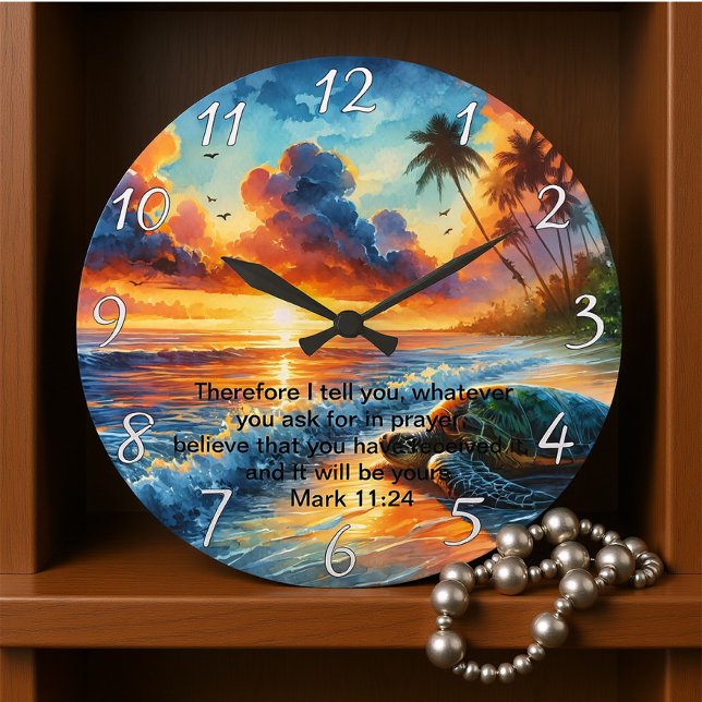 Mark 11:24 Faithful Sunset Kor Reflection Stor Klocka (Skapare uppladdad)