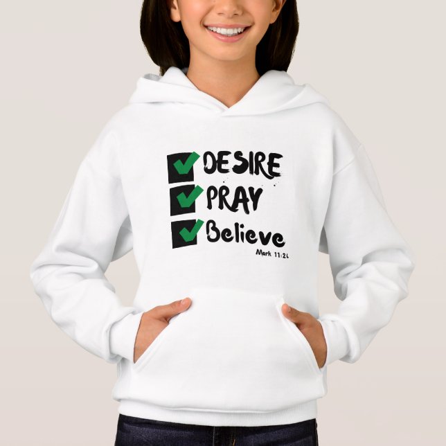 Mark 11:24 KJV Bible Scripture Girl's T Shirt (Framsida)