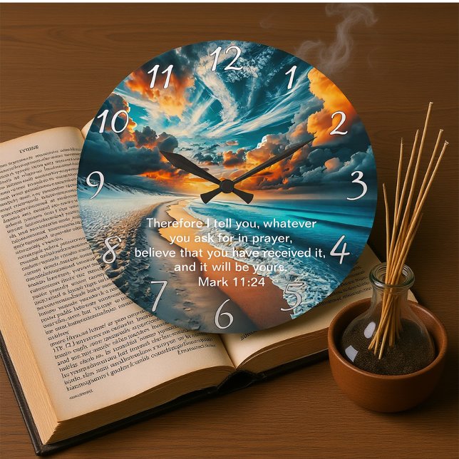 Mark 11:24 Kor Sunset Ocean Faith Stor Klocka (Skapare uppladdad)