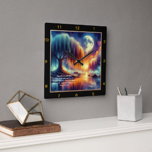 Mark 11:24 Prayer Clock: Tro och ta emot Fyrkantig Klocka