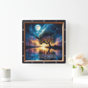 Mark 11:24 Promise Clock: Personlig Devotional Fyrkantig Klocka