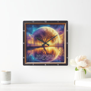 Mark 11:24 Sträng: Personlig Scripture Art Fyrkantig Klocka