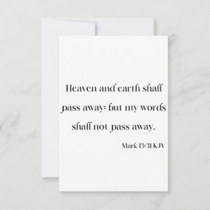 Mark 13:31 KJV Bible Scripture Greeting Card Kort