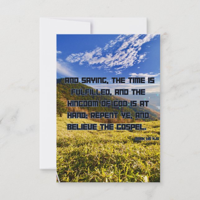 Mark 1:15 KJV Bible Scripture Pic Hälsning Kort (Framsida)