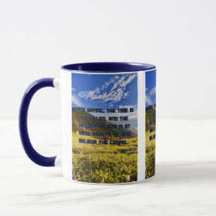 Mark 1:15 KJV Bible Scripture Pic Two-Tone Mugg
