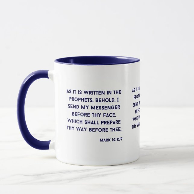 Mark 1:2 KJV Bible Verse Two-Tone Mugg (Vänster)