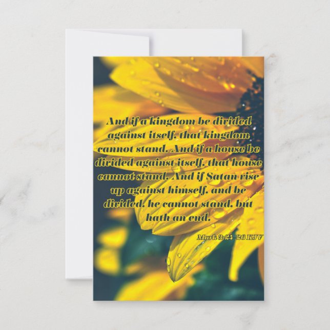 Mark 3:24-26 KJV Bible Scripture Pic Hälsning Kort (Framsida)