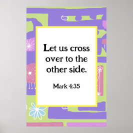 Mark 4:35 Blommigt Decal Ethnic Print Grönt Lila 2 Poster