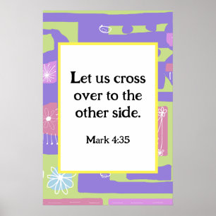 Mark 4:35 Blommigt Decal Ethnic Print Grönt Lila 2 Poster