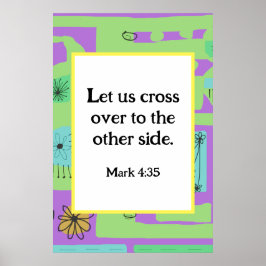 Mark 4:35 Blommigt Decal Ethnic Print Grönt Lila Poster