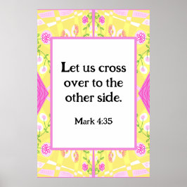 Mark 4:35 Bohemian Chintz Illustration Gults Rosa Poster