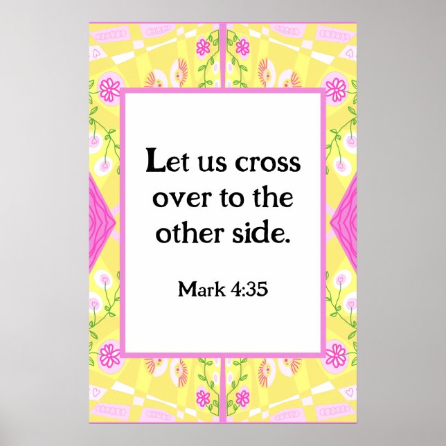 Mark 4:35 Bohemian Chintz Illustration Gults Rosa Poster (Framsidan)